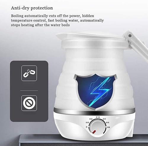 Miniatura 6 de Hervidor eléctrico plegable, hervidor de viaje, caldera de agua eléctrica de silicona de 20.3 fl oz, calentador de té caliente, hervidor plegable de