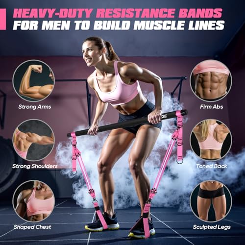 Image of KUTIZE Pilates Bar Kit with Resistance Bands, Heavy Duty Pilates Equipment for Men, Training Bands with Handles for Legs, Hip, Back, Arm, Abs, Chest, Shoulders, Portable Home Gym Workout Equipment