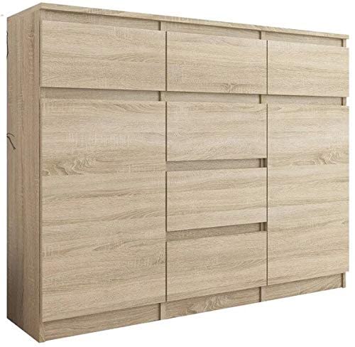 Framire S-62D Kommode in Sonoma Eiche, Kommode mit 6 Schubladen, 2 Türen,...