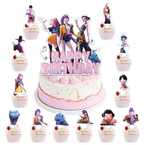25pcs Cartoon Cake Decorations for Kids, Cake Toppers with 1