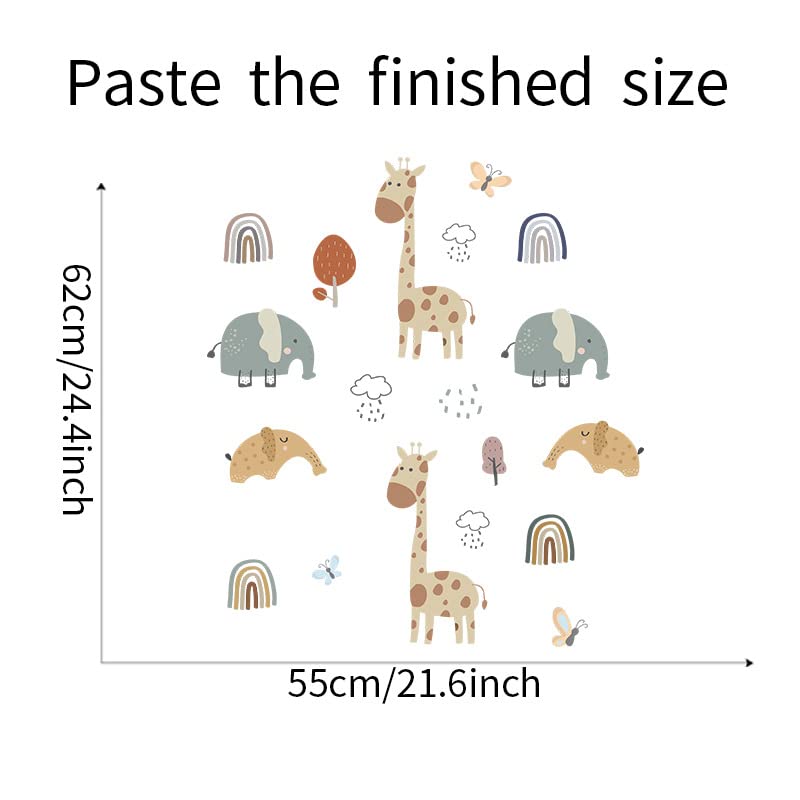 Image of WS.110013 Pumkins Boho Jungle Safari Wall Stickers Rainbow Giraffe Elephant Wall Stickers for Nursery Playroom Girls and Boys Children's Bedroom Home Decor