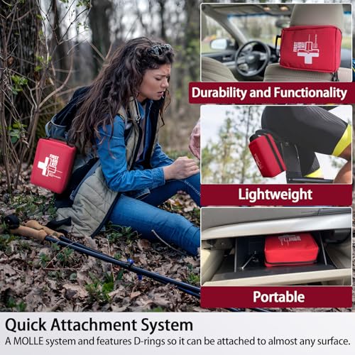 First Aid Kit, Professional Trauma First Aid Kit with Labelled Compartments Molle System for Car, Hiking, Backpacking, Camping, Traveling, and Cycling - Image 5