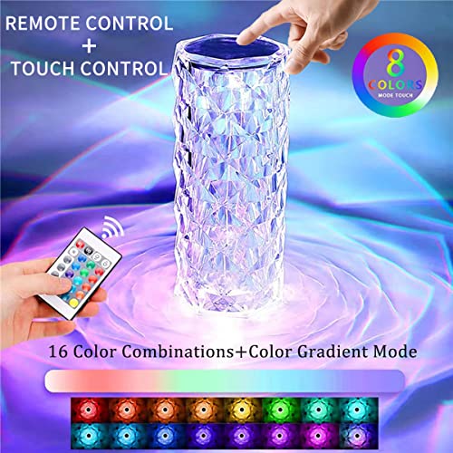 Yknawoir Crystal Lamp 16 Color Changing Rgb Crystal Table Lamp, Touch Dimmable Rose Crystal Diamond Night Light With Remote Control And Usb Rechargeable, Valentines Day Crystal Lamp For Bedroom #TOP1