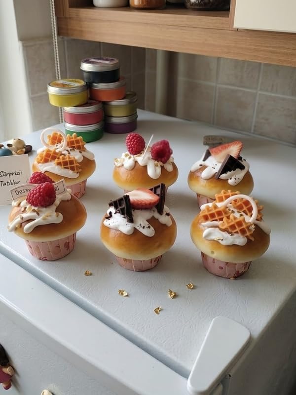 Mucit Home 1 adet Cupcake Görünümlü Buzdolabı Magneti – 3D Tatlı Tasarımlı Dekoratif Mutfak Süsü