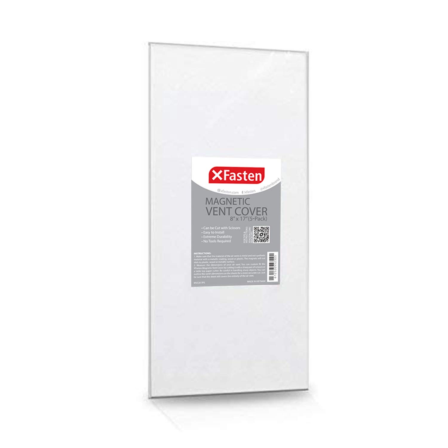 XFastenMagnetic Vent Cover, Industrial Grade Magnets for Sidewall and Floor Vents - for RV, Home HVAC, AC and Furnace Vents, 8-Inch x 17-Inch, Pack of 5