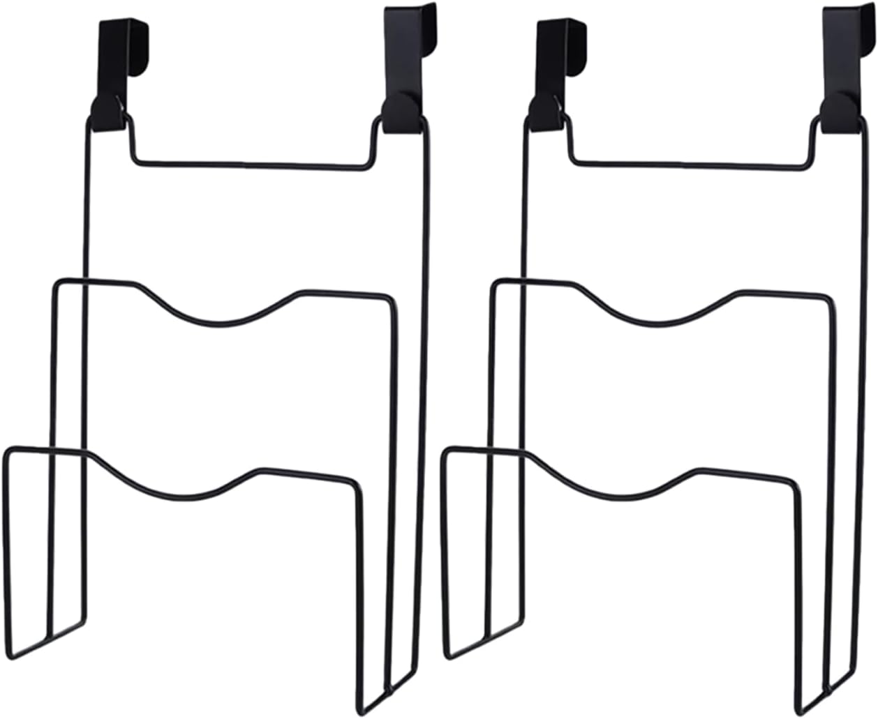 2Pcs Kitchen Cabinet Door Hanging Storage Rack Iron Pot Lid Organizer and Cutting Board Holder Black No Drill Installation Space Saving Kitchen Organizer
