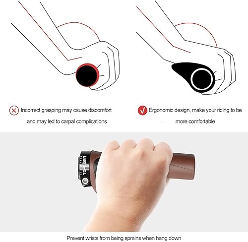 Vista 53 de Empuñaduras de manillar de bicicletas, empuñaduras ergonómicas de aluminio para bicicleta, vibraciones de amortiguación, empuñaduras de manillar