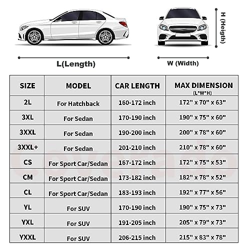 Waterproof Car Cover for Automobiles All Weather - Coverado Car Cover Heat Protection with Zipper Door, Cotton Backing Snowproof UV Protection Windproof, Universal Fit for Sedan (201"-210") by Coverado - Image 7