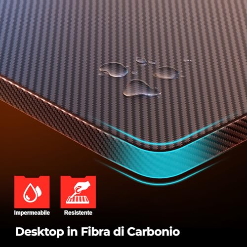 Scrivania da Gaming 80 x 50 cm, Tavolo da Gioco, Tavolo PC Stabile con Superficie in Fibra di Carbonio, Tavolo Ergonomico per Gaming e Ufficio, Nero - Scrivania Gaming - Immagine 4