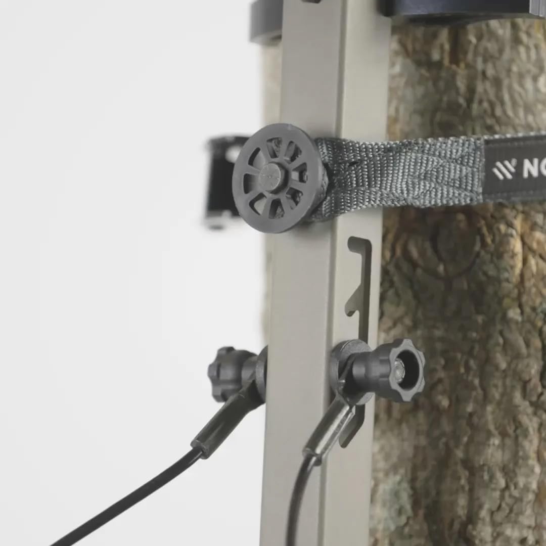 NOVIX Helo Ultra Lightweight Hang On Tree Stand - Cast Aluminum Platform Lock On Tree Stand w/Seat Cushion, Adjustable Seat - Made in The USA