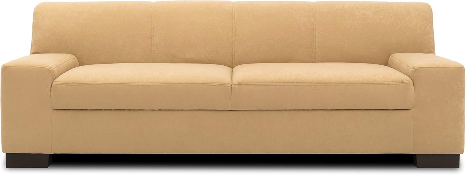 DOMO. collection Sofa Norma, 3-Sitzer Couch, 3er Polster-Garnitur mit Holzfüßen, 212 x 85 x 74 cm (BxTxH), Feinstoff beige