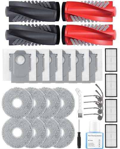 27-teiliges Zubehörset für Roborock Saros 20/10R Saugroboter – Ersatzteile mit Hauptbürsten-Sets, Staubbeuteln, Wischtüchern, HEPA-Filtern, Seitenbürsten, 200 ml Reinigungsmittel u.v.m.