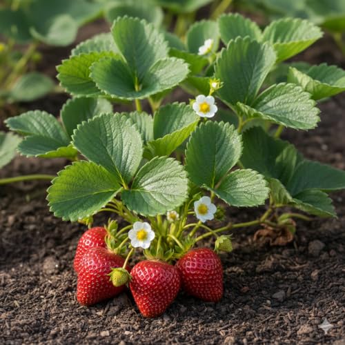10x Polka Erdbeerpflanzen, Süß und Aromatisch, Lange Erntezeit, Lebende Pflanze mit Wurzeln
