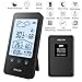 Produktbild Digitales Thermometer Hygrometer MCvilla Zweckmäßig Wetterstationen Funk mit Außensensor Barometer Hintergrundbeleuchtung Uhrzeit Anzeige mondphasen aussenthermometer funk für Innen und Außen, Schwarz