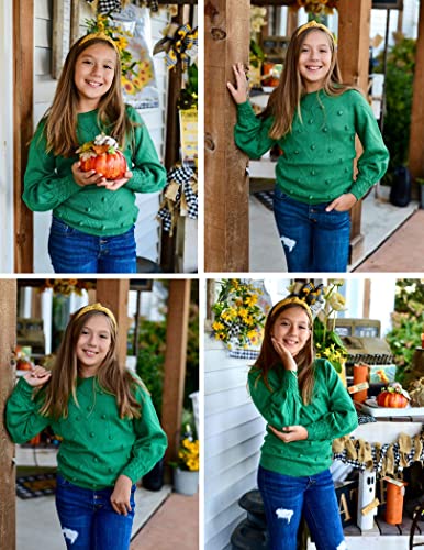 Image of Arshiner Kid Girls Crew Neck Lantern Sleeve Sweater Cute Jumper Top Pullover Outwear 5-13 Years