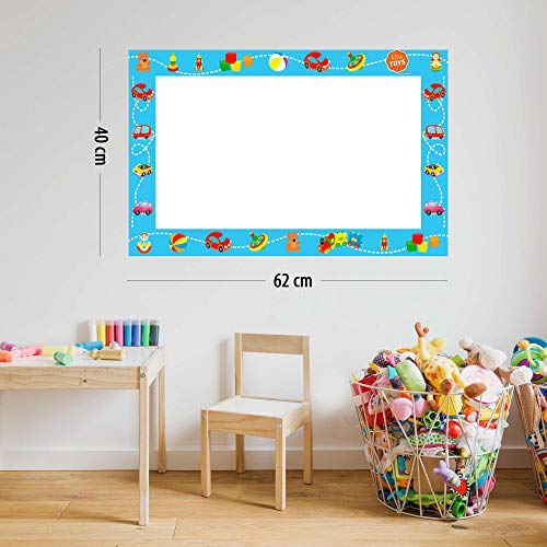 Lousa Quadro Branco em PVC Infantil 62x40 cm - Azul - Ref 08