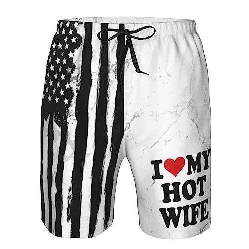 Heart I Love My Hot Wife Men's Swim Trunks Board Swim Shorts Swimsuit Swimwear Bathing Suit Funny Men's Beach Shorts4
