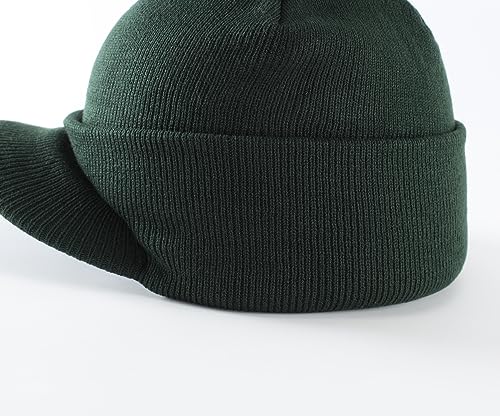 Image of Home Prefer Men's Winter Beanie Hat with Brim Warm Double Knit Cuff Beanie Cap Watch Radar Hat