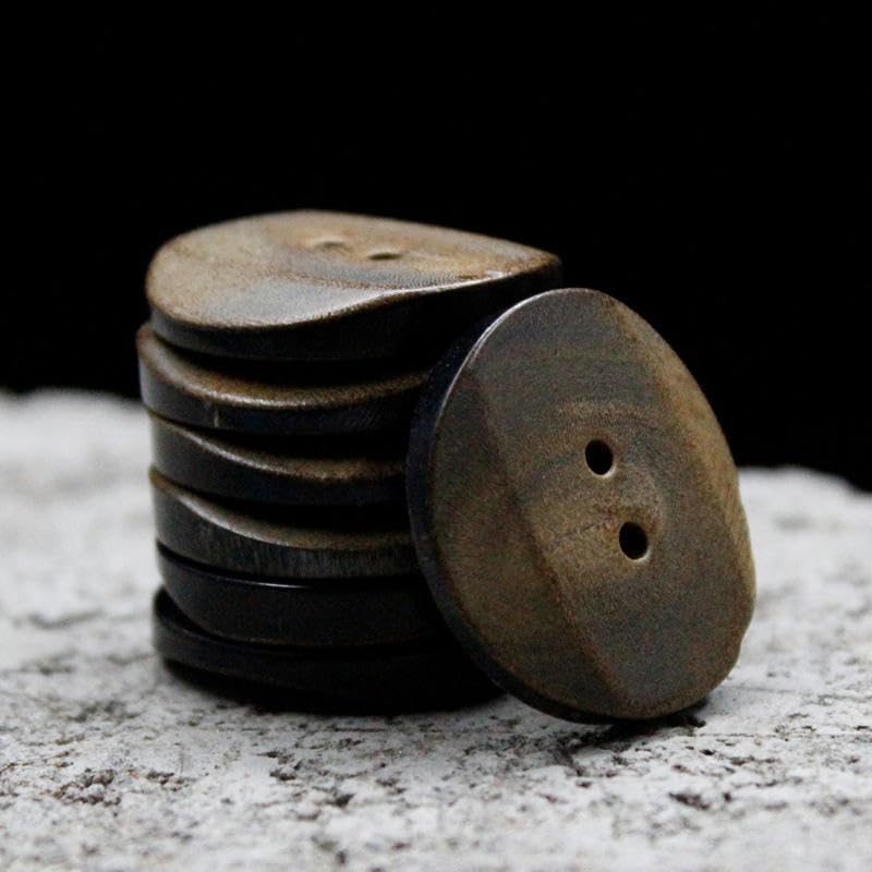 MSTZA 20 szt. 14/18/20/25/30 mm retro palący duży prawdziwy róg guziki zestaw garnituru bawół róg guziki 2 otwory okrągłe guziki płaszcza do rękodzieła