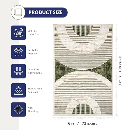 Tapete decorativo Abani 6' x 9' diseño geométrico verde miniatura 2