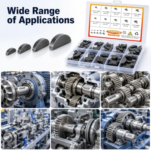 Image of 120 Pcs Woodruff Key Assortment Kit, Crankshaft Flywheel Keys