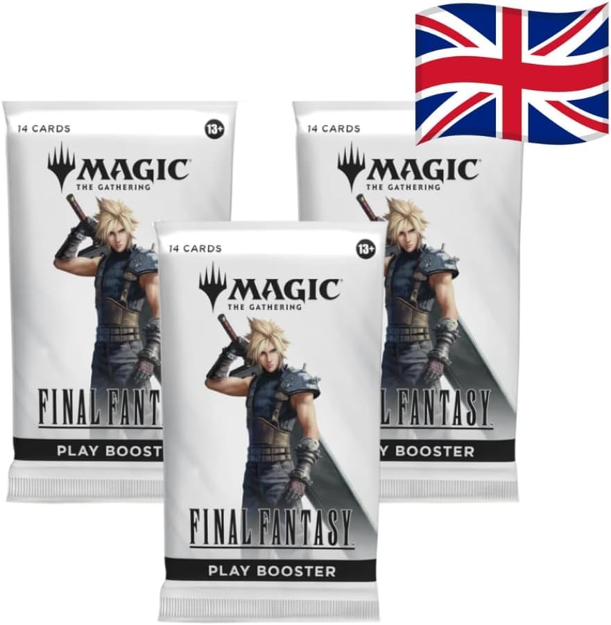 3 x Final Fantasy Play Booster (EN) – Magic: The Gathering – 14 Cartas | Universes Beyond + HeartGlobal Protección de envío