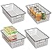 mDesign Modern Farmhouse Metal Wire Storage Organizer Bin Basket with Handles for Kitchen Cabinets, Pantry, Closets, Bedrooms, Bathrooms - 16.25" Long, 4 Pack - Bronze