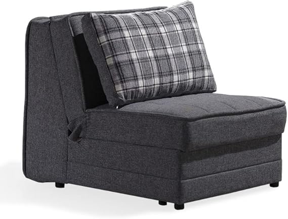 Shiito - Sillón Cama Individual con Arcón - 113 x 92 x 91 cm - Modelo Piccolo - Máximo Relax y Confort - Sistema de Apertura por Arrastre - Color Gris