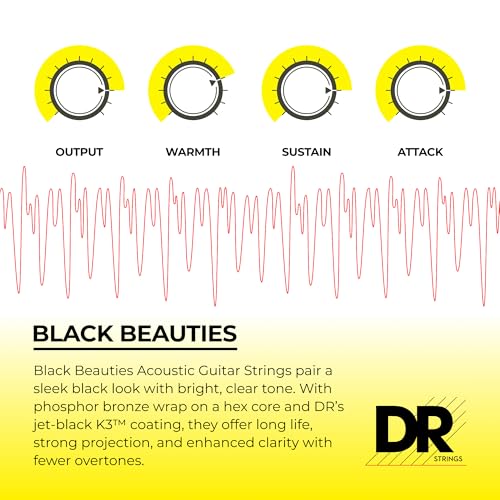 Cordes guitare électrique DR noires durables Extra Black - 3