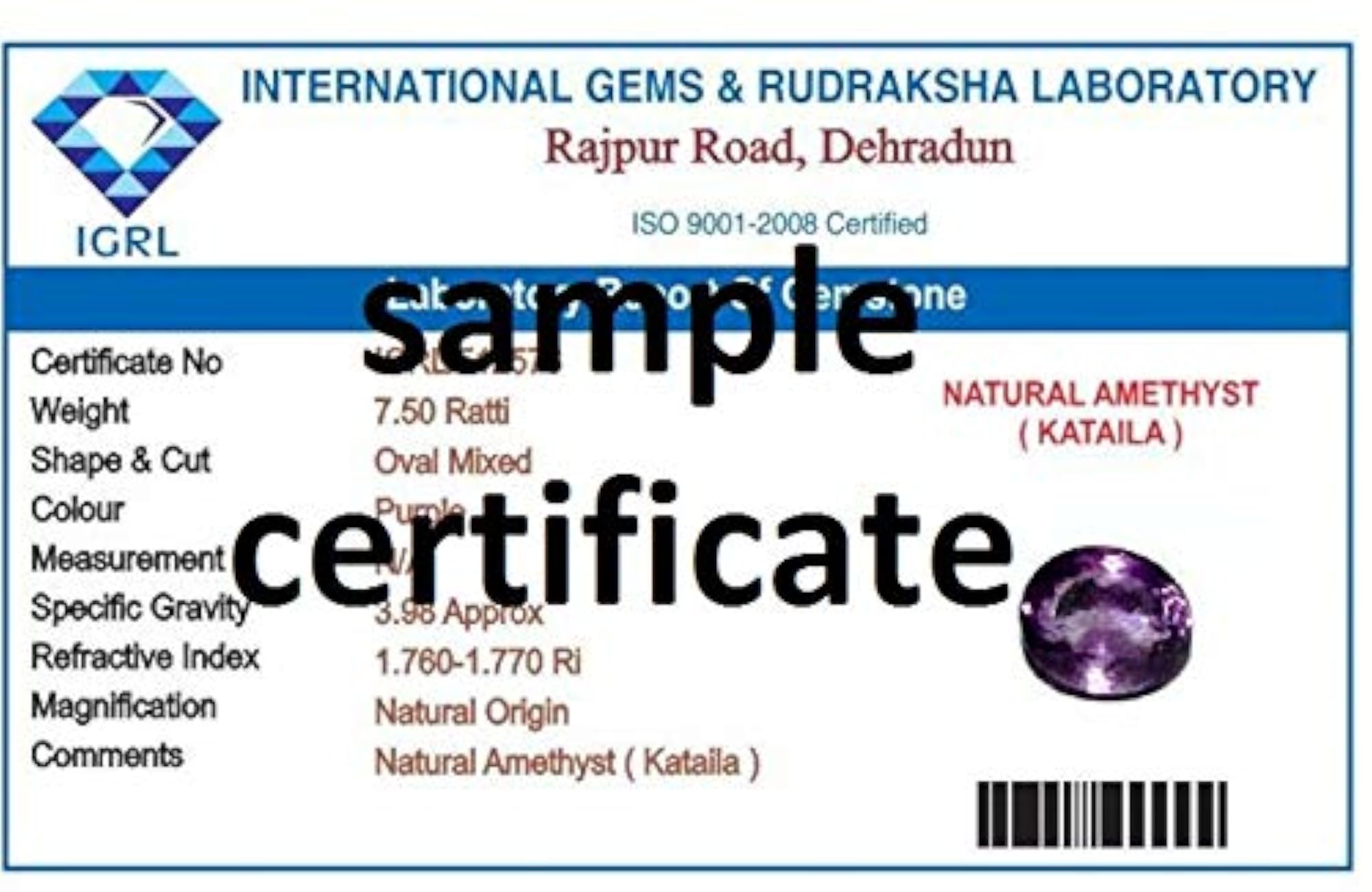 7.25-7.50 Ratti Amethyst Kataila Panchdhatu Ring, Unisex