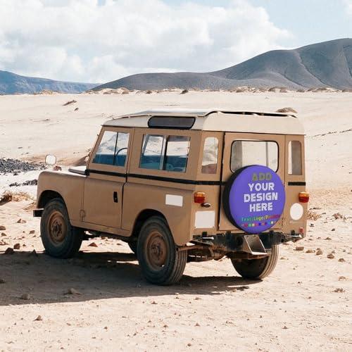 Image of Custom Spare Tire Cover Personalized Tire Covers Add Your Own Design Logo Picture Customize Wheel Cover Universal Size 14-17 in Fit for Jeep Trailer Camper RV Wheel Covers, Slateblue