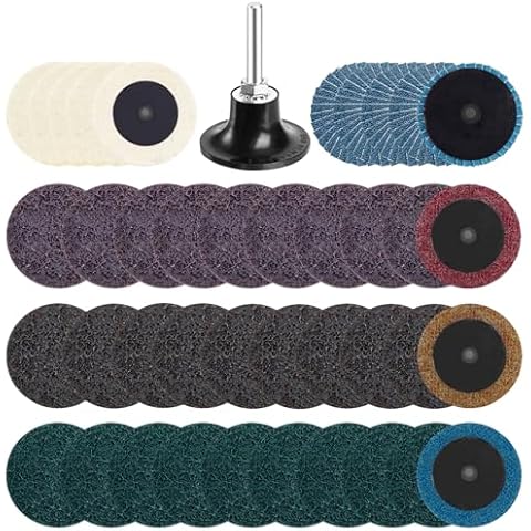 Shyshining 41PCS 2 Inch Quick Change Sanding Discs, Nylon Surface Conditioning Discs, 1/4" Roll Lock Holder Die Grinder Sanding Disc for Surface Strip Grind Polish Burr Fine Medium Coarse Cover