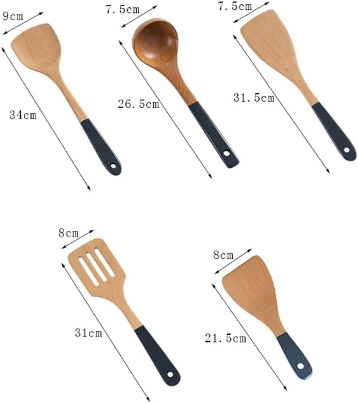 Wood Spatulas Spoons for Cooking Kitchen Utensils Sets Cooking Tools 5 Pieces