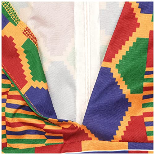 Image of Women Boho African Floral Print Pleated Short Midi Dress Multi-Way Dress for Casual Rave Club Party