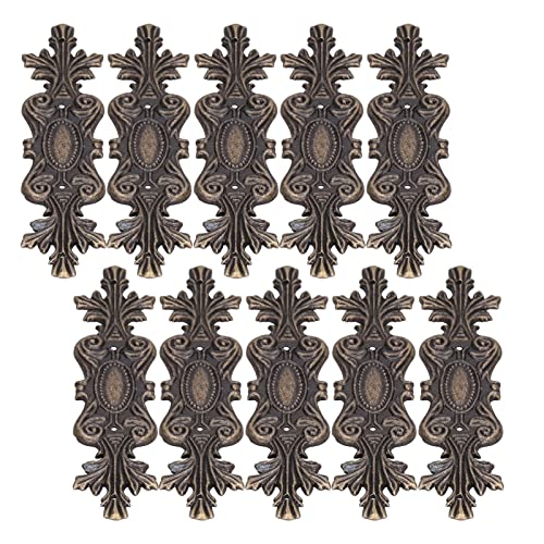 Image of 10PCS Retro Carved Furniture Corner Protectors, Furniture Decorative Edge Cover Antique Metal Carved Corner Protector Decorative Metal Trim with Screws for Wooden Box Jewelry Gift Case Cabinet
