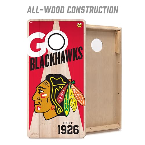 YouTheFan NHL Chicago Blackhawks 2’ x 4’ Professional Wood Cornhole Game with Logo Bags by YouTheFan - Image 3