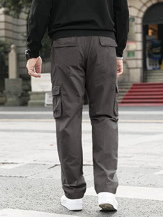 Image of GRECIILOOKS Men's Cargo Pants | 6 Pocket Cotton Cargo Joggers for Men | Loose Fit Stylish Pant with Pockets | Casual Baggy Trousers & Streetwear Lower