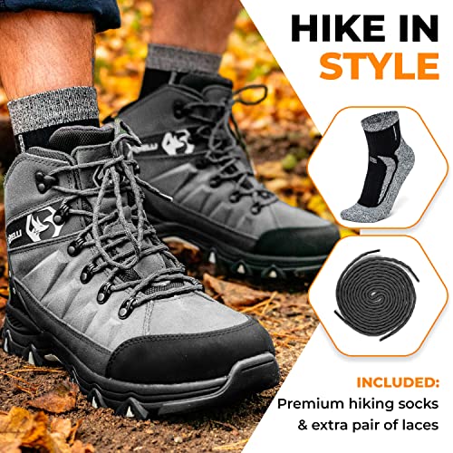 Foxelli Men’s Hiking Boots – Waterproof Breathable & Lightweight Suede Leather Hiking Boots for Men4