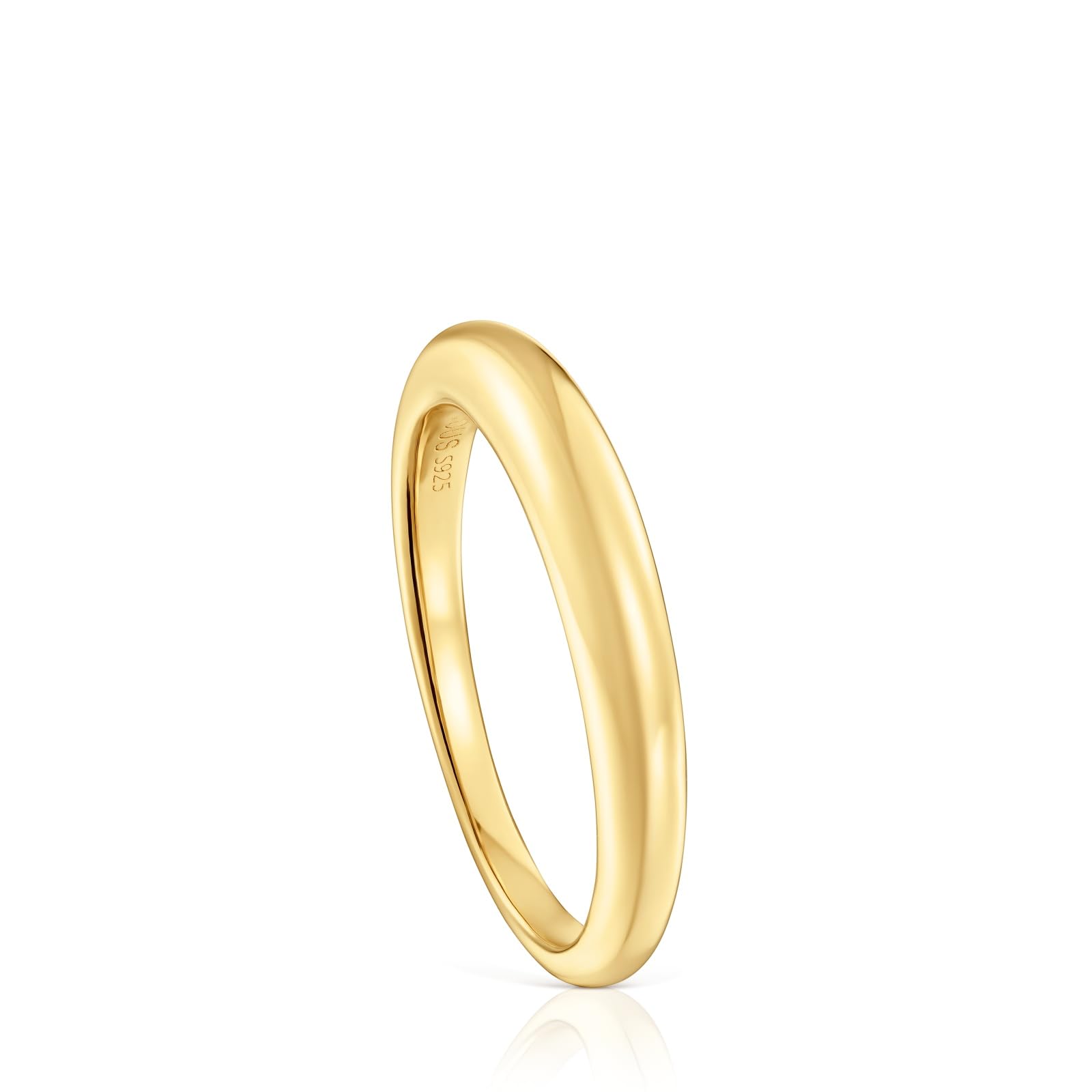 TOUS Anillo Liso con Baño de Oro 18k sobre Plata de Primera Ley, Colección Motivos