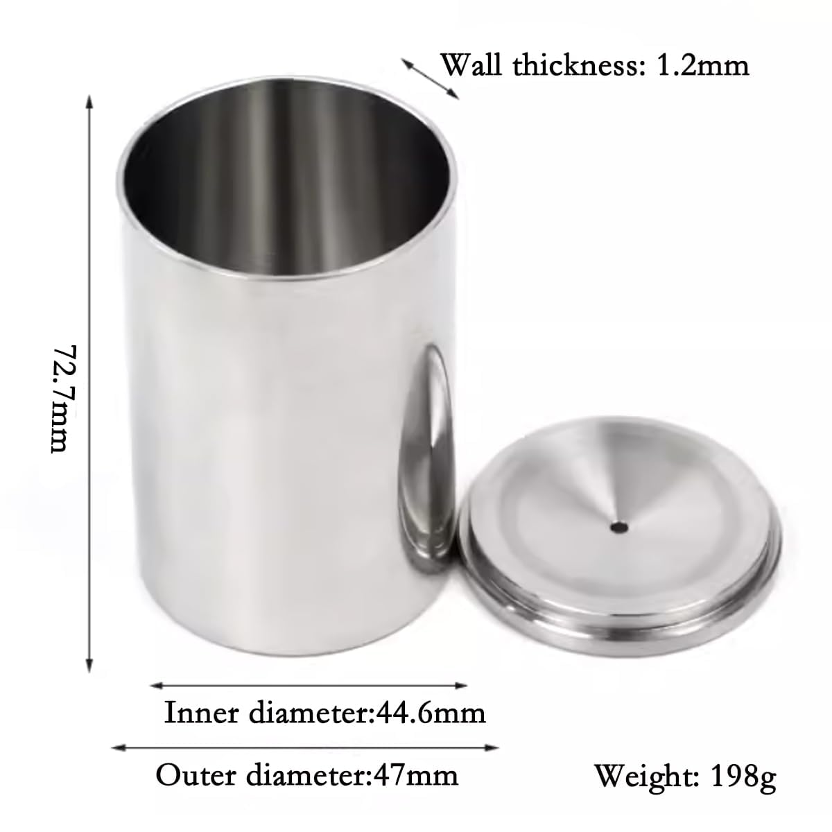 Edelstahl Farbe Dichte Cup, 100ml Dichte Spezifisches Gewicht Cup, Densimeter Flüssigkeit Pyknometer, Mit Storage Box, Bestimmung Der Dichte Volumen Von Farben Oder Ähnlichen Materialien