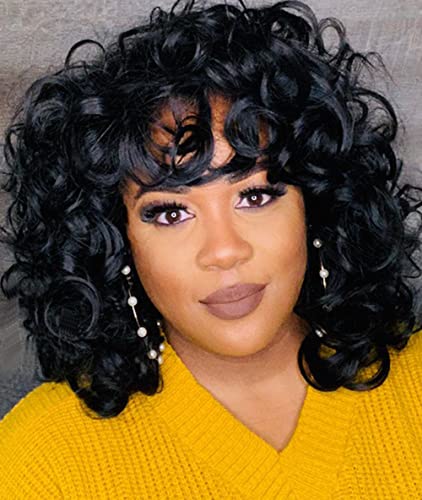 Curly Wigs for Black Women Short Big Curly Black Wig ...
