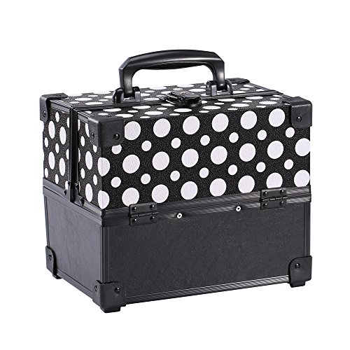 Ikee Design Black Polka Dot Travel Carrying Case with Sturdy Black Aluminum Frame