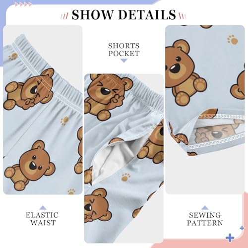 ZZKKO Cute Brown Bear Cartoon Boys Pants for Kids Jogger Pants with Pockets S-XL4