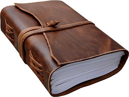 Antique Dark Brown Crazy-Horse Leather Journal (Handmade) - Leather Cord Coptic Bound and leather tie closure -SPECIAL OFFER NOW + 10% OFF!