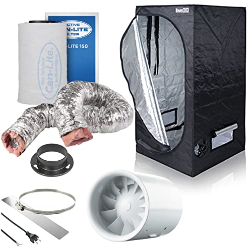 NICEGROW Box Set Zelt mit Abluft Silent 100 CBM/h Growbox 60x60x140cm Aktivkohlefilter