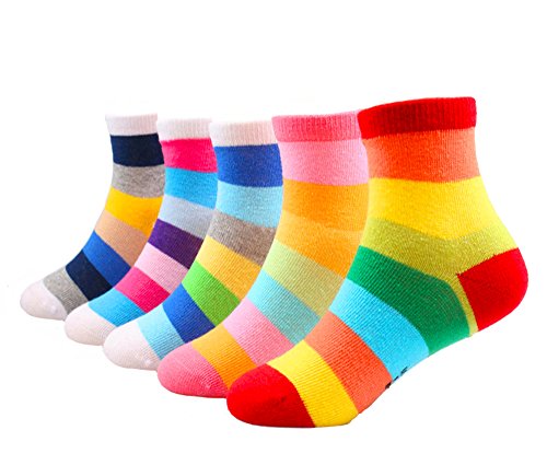 Little Kids Boys Girls Rainbow Multi-colors Crew Socks