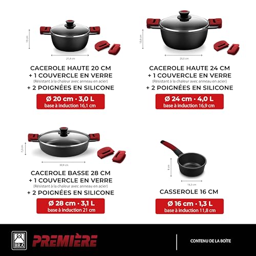 BRA Premiere | Batterie de cuisine 7 pièces en fonte d’aluminium avec revêtement antiadhésif, tous feux dont induction – Image 3