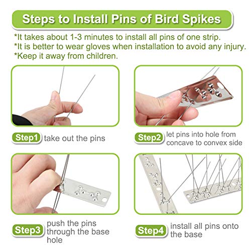 Bird Spikes Stainless Steel 60Ft Coverage For Pigeons Small Birds Outdoor Use Bird Deterrent Strips Devices For Fence Crows Woodpeckers With 304 Stainless Steel Pins And Base Not Rusty #TOP4