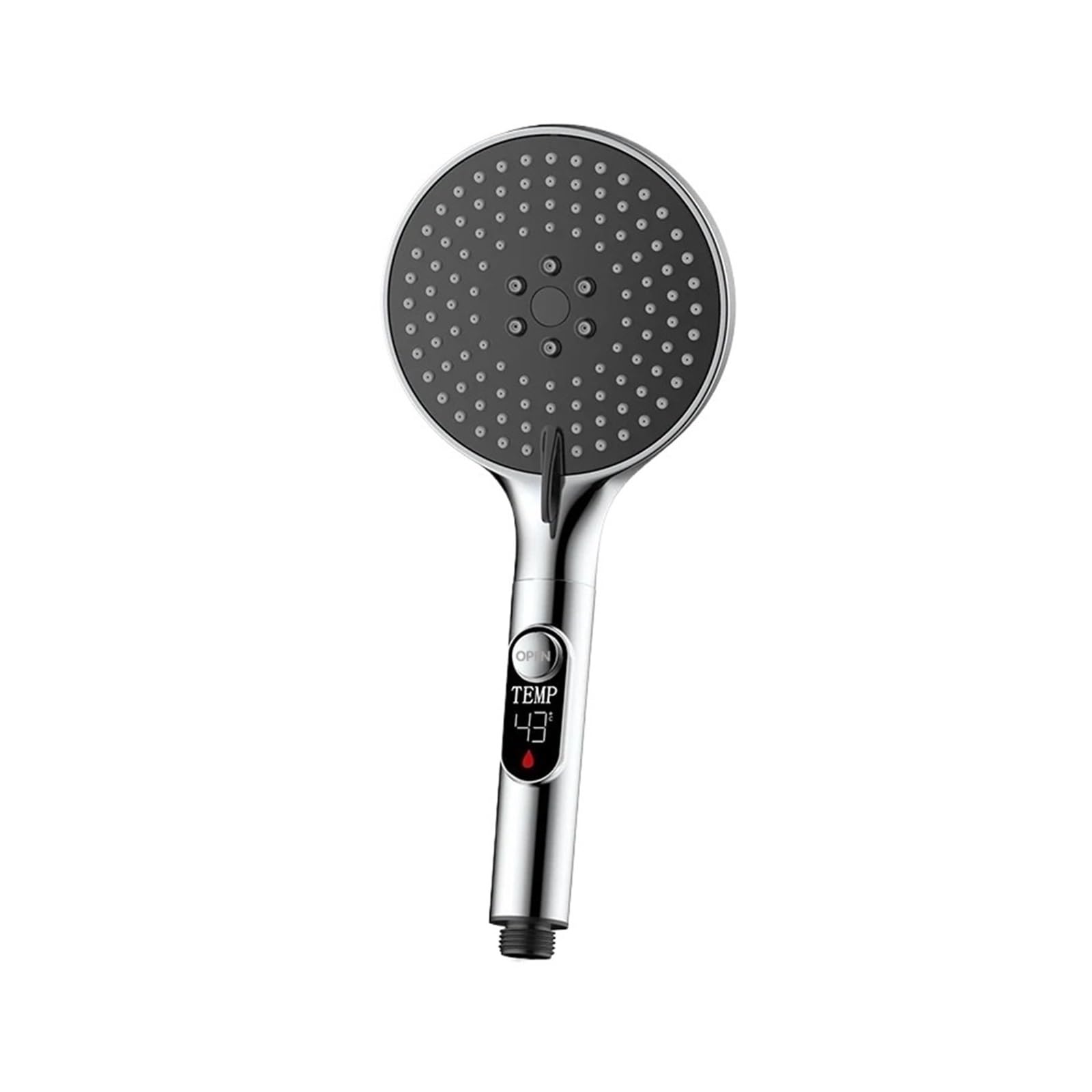 LED-Handbrause mit digitaler Temperaturanzeige, 3 einstellbare Geschwindigkeiten, wasserbetrieben, keine Batterie (G)