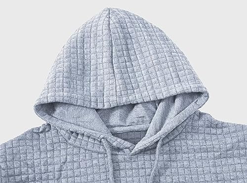 Yundobop Men'S Pullover Hoodies Plaid Jacquard Long Sleeve Drawstring Hipster Casual Hooded Sweatshirts With Kanga Pockets Lightgrey L thumb #3